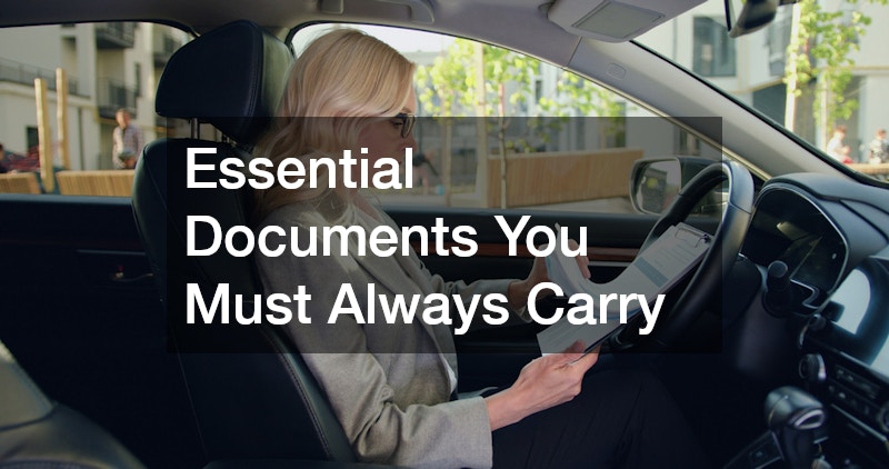 a lady driver looking at some documents